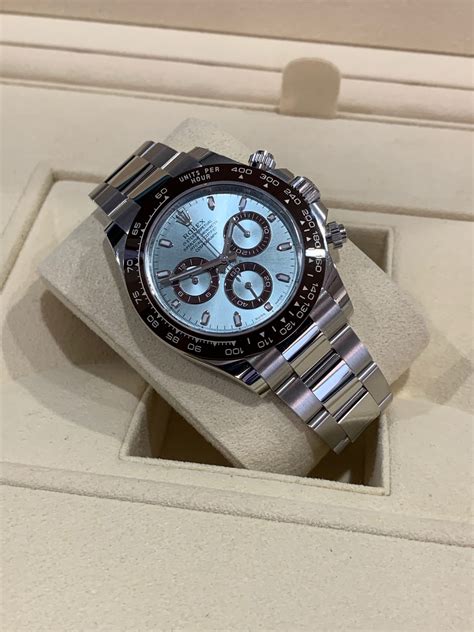 rolex cosmograph daytona ice blue dial platinum watch|Rolex daytona blue dial price.